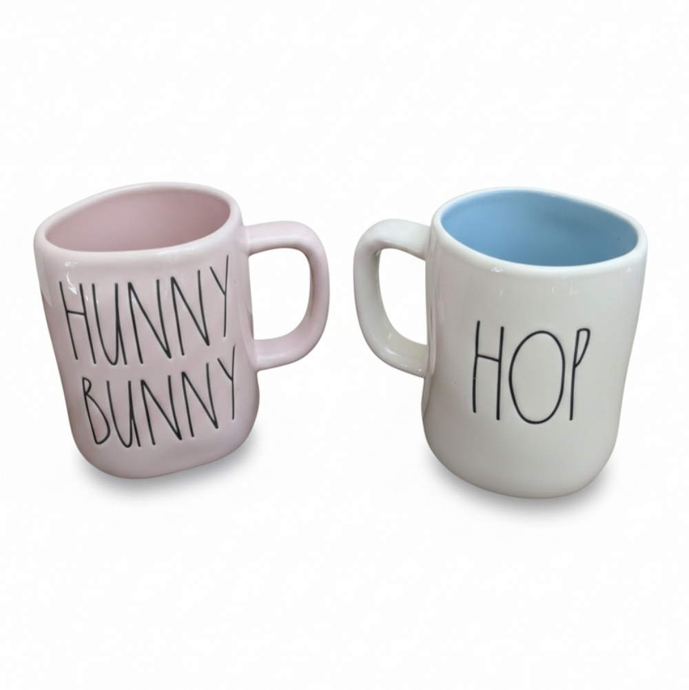 Rae Dunn Hunny Bunny & Hip/Hop Easter Mug Set Artisan Collection By Magenta